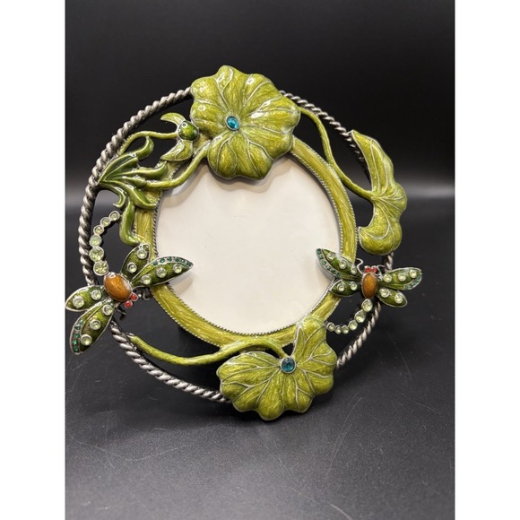 Melissa And Louise Other - Dragonfly/ Flowers Crystal Rhinestones/Melissa&Louise Metal Picture Frame Decor